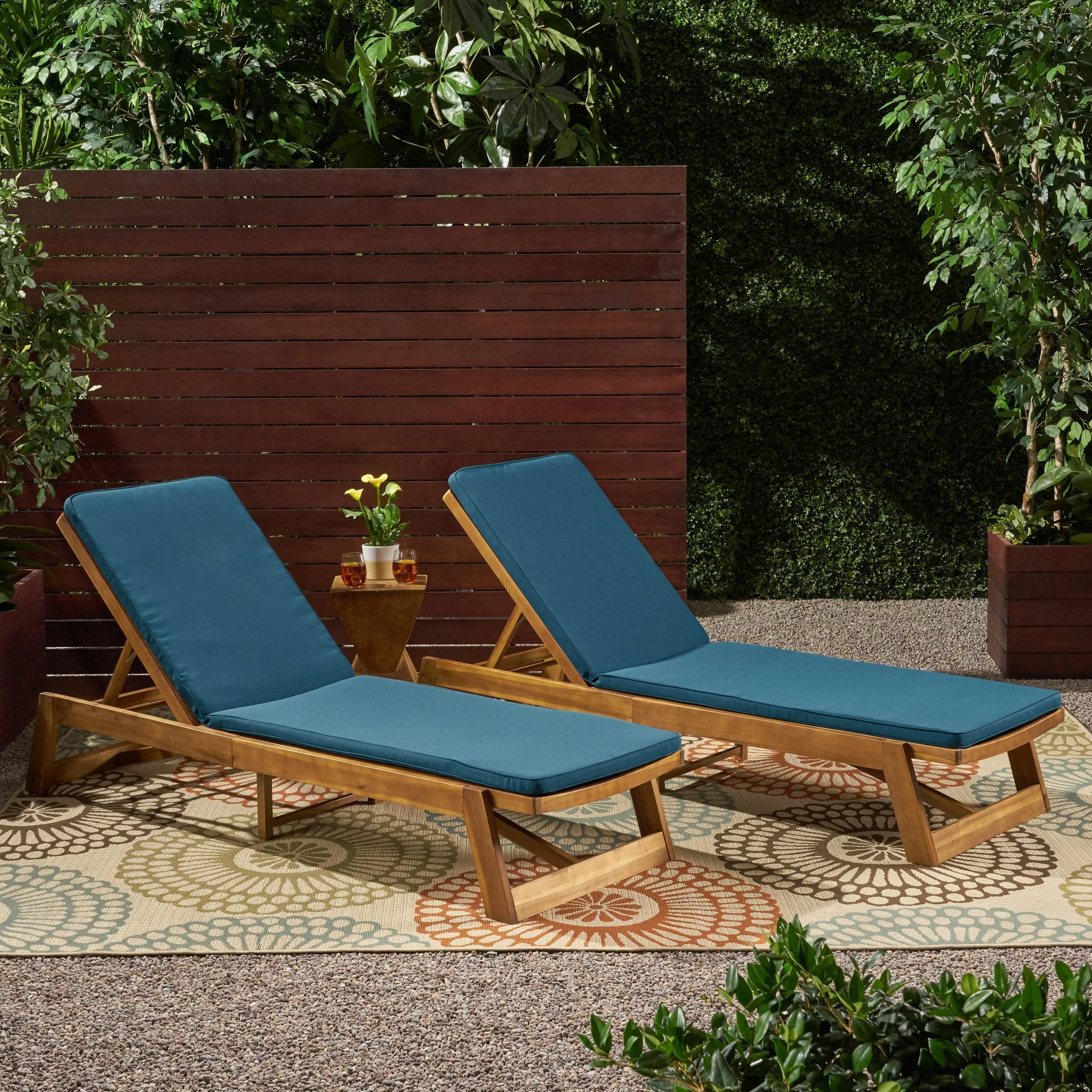 Outdoor Fabric Chaise Lounge Cushion (Set of 2) - NH387903