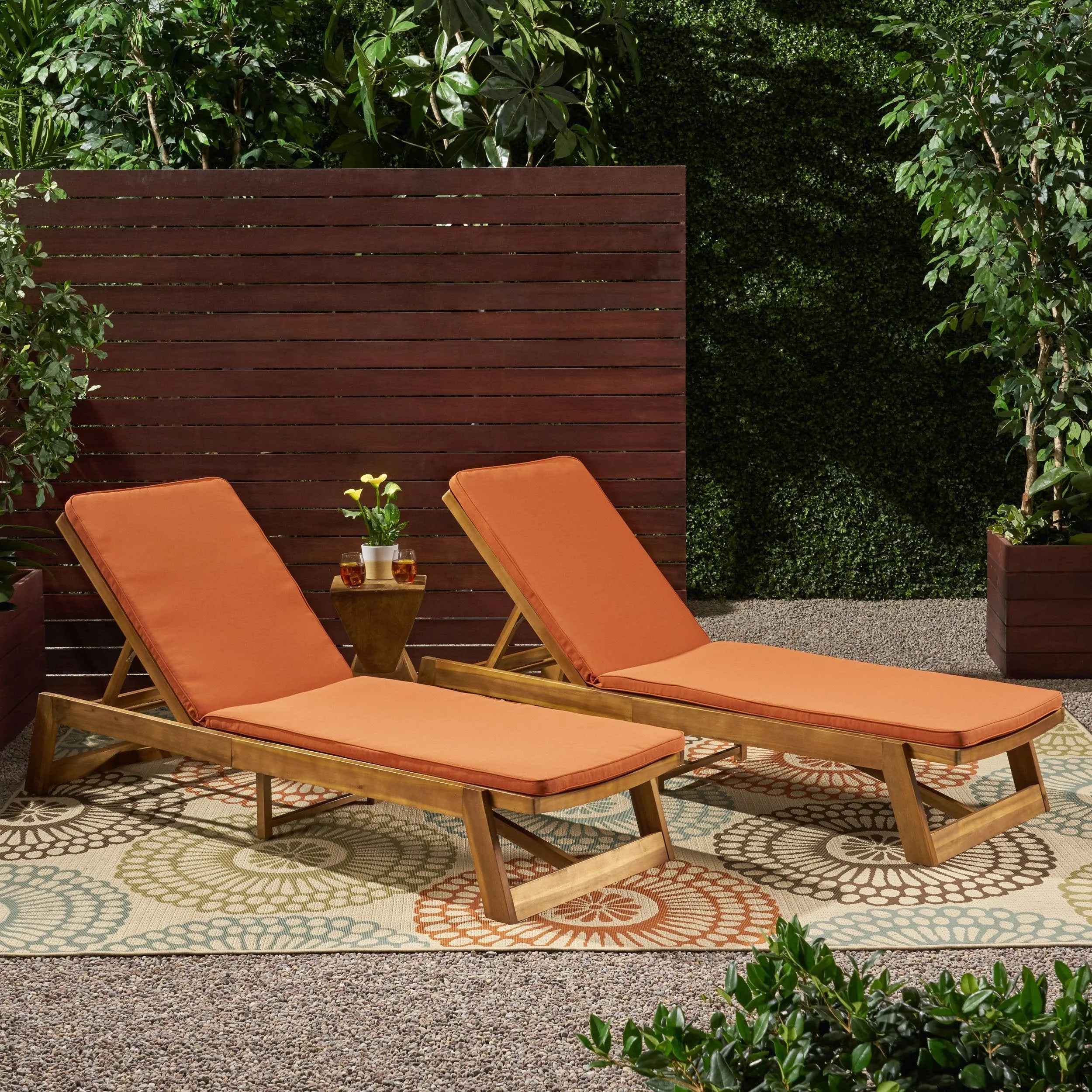 Outdoor Fabric Chaise Lounge Cushion (Set of 2) - NH387903