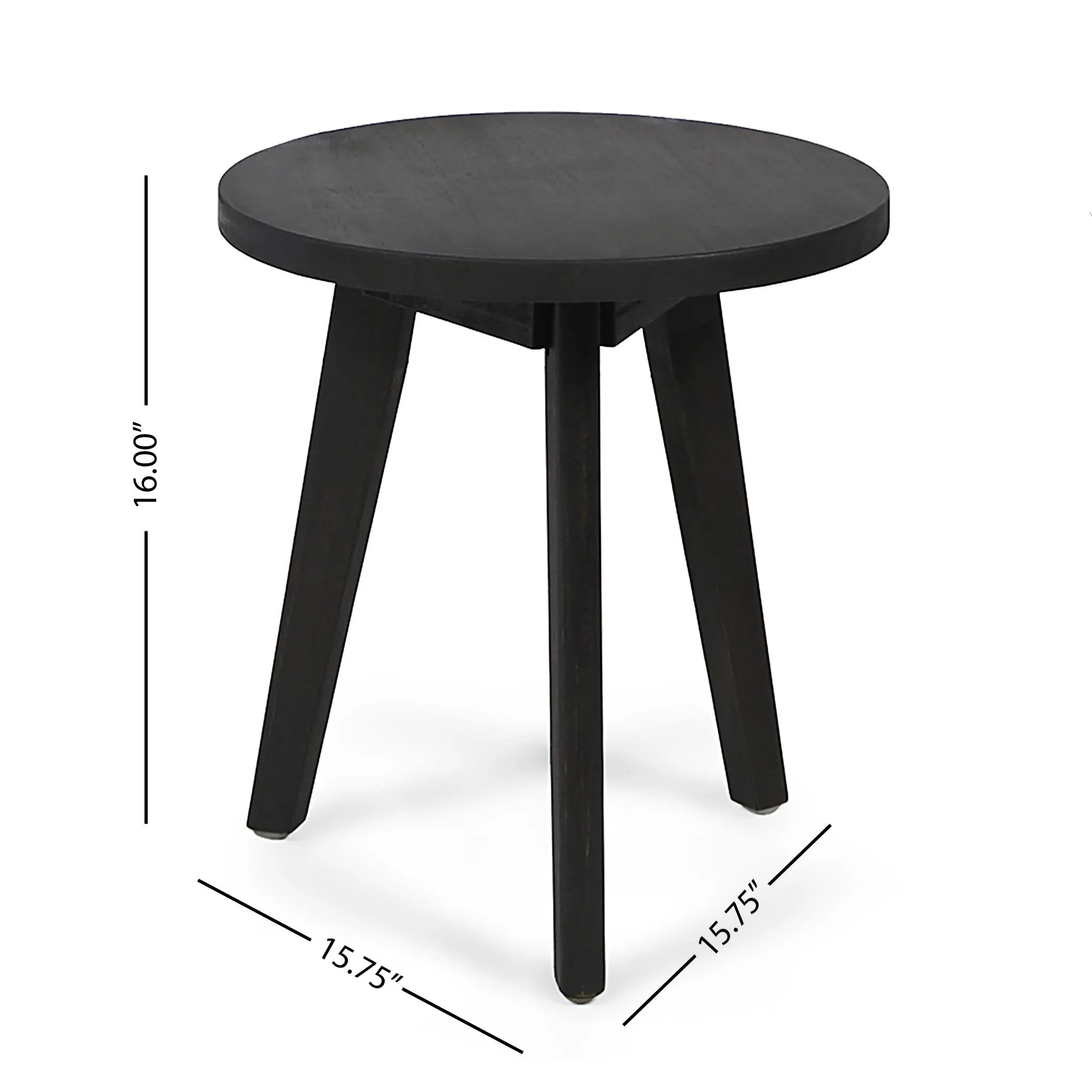 Outdoor Farmhouse Acacia Wood Side Table, Dark Gray Finish - NH853503