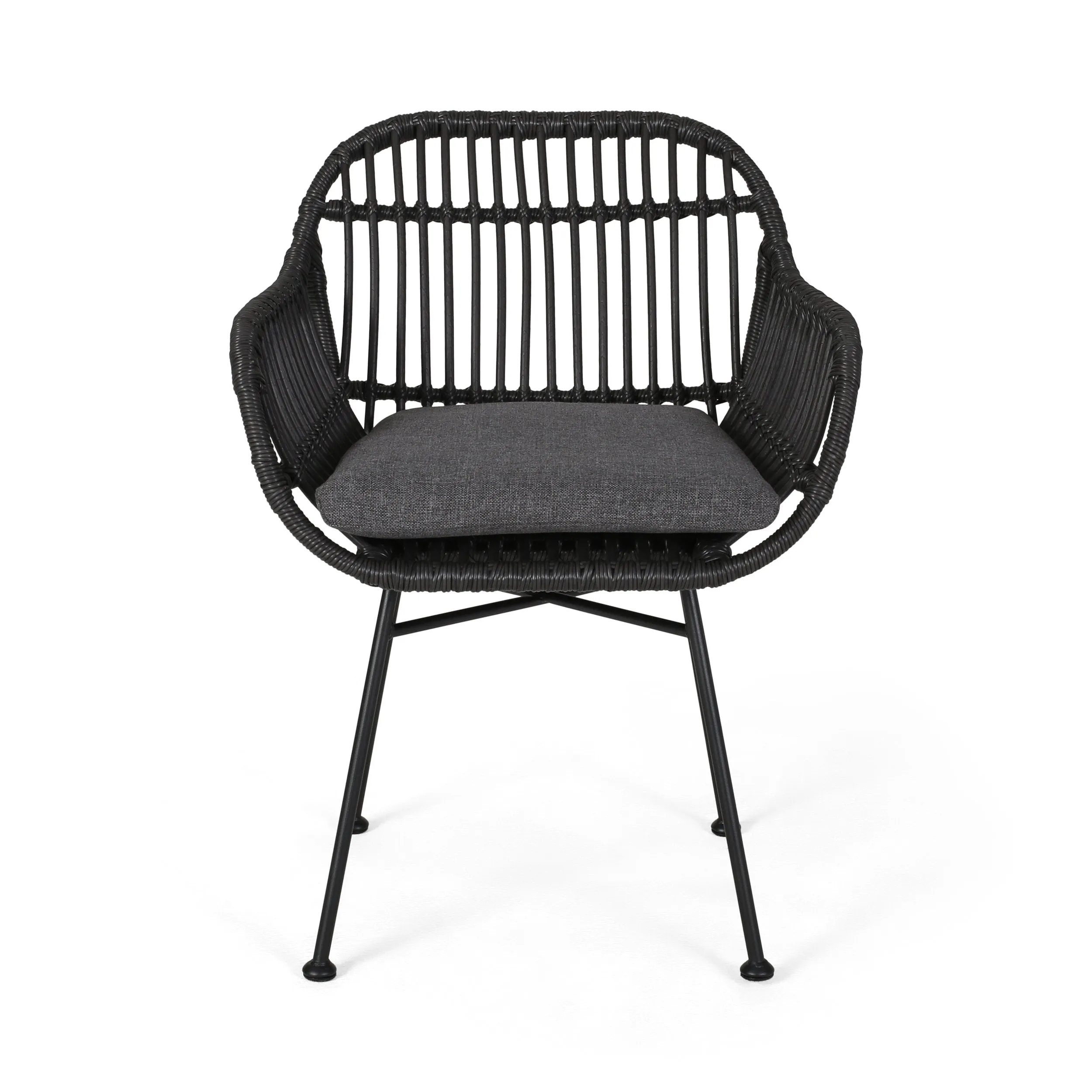 Outdoor Faux Wicker 2 Seater Chat Set with Tempered Glass Table - NH456903