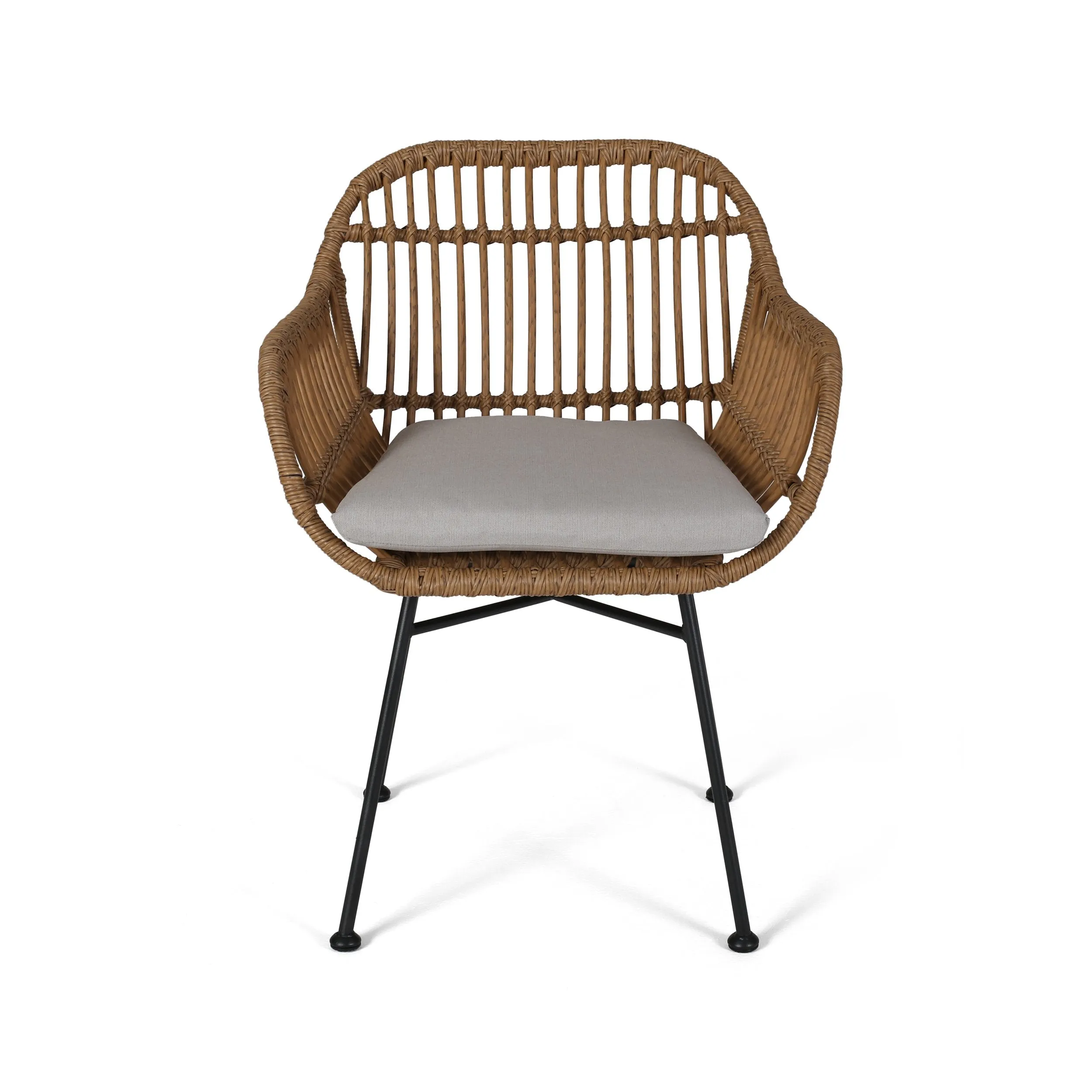 Outdoor Faux Wicker 2 Seater Chat Set with Tempered Glass Table - NH456903