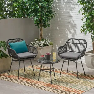 Outdoor Faux Wicker 2 Seater Chat Set with Tempered Glass Table - NH456903 clothes rack, garment rack