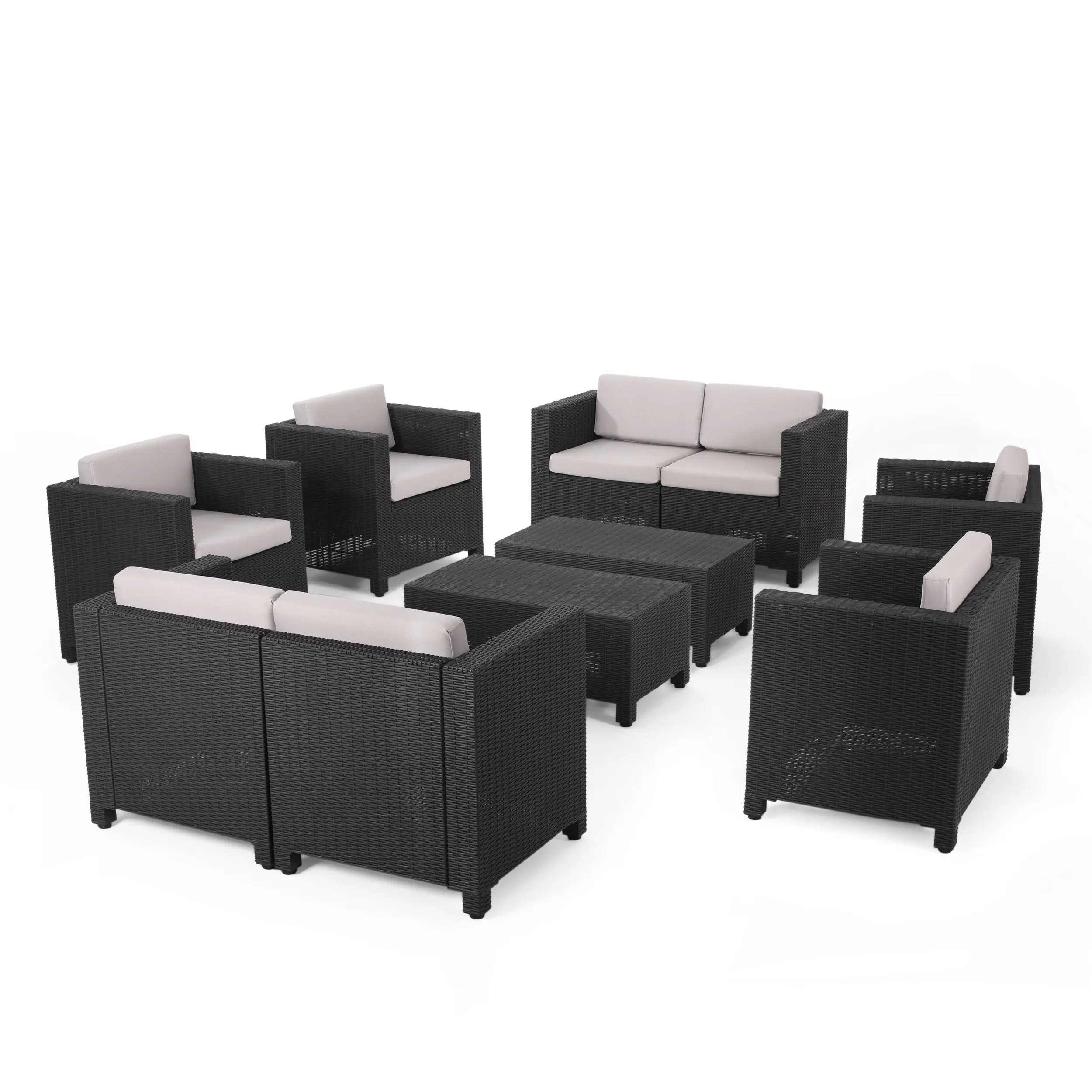 Outdoor Faux Wicker 8 Seater Chat Set with Cushions - NH118213