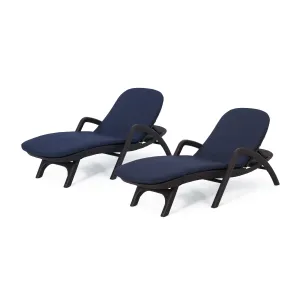 Outdoor Faux Wicker Chaise Lounges with Cushion (Set of 2) - NH222313 patio chairs, outdoor seating
