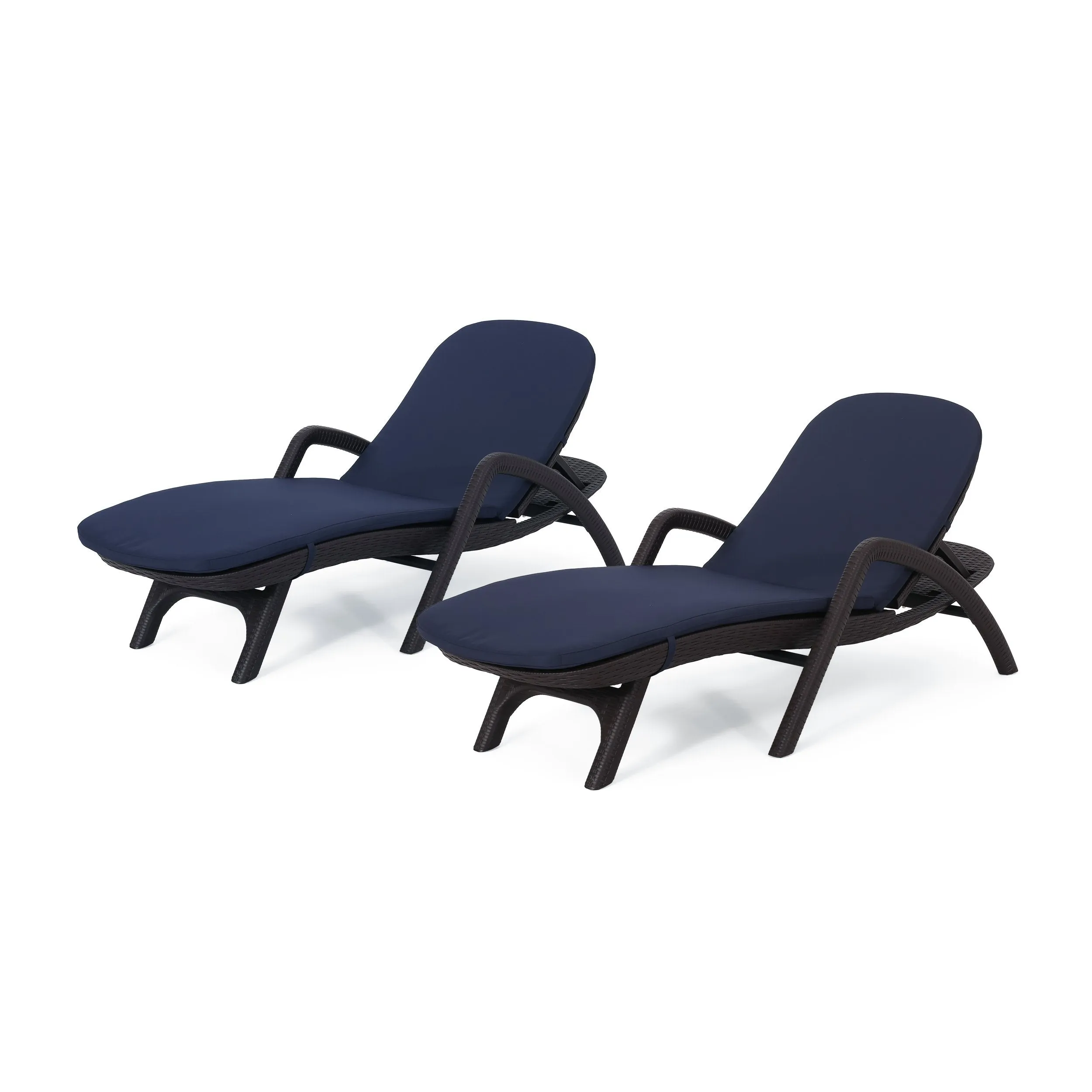 Outdoor Faux Wicker Chaise Lounges with Cushion (Set of 2) - NH222313 patio chairs, outdoor seating