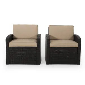 Outdoor Faux Wicker Club Chairs with Cushions (Set of 2) - NH263313 chandelier, pendant light