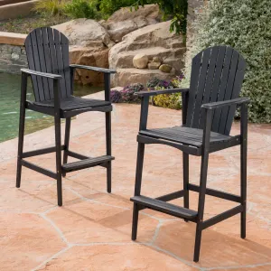 Outdoor Finished Acacia Wood Adirondack Barstools - NH054303 patio chairs, outdoor seating