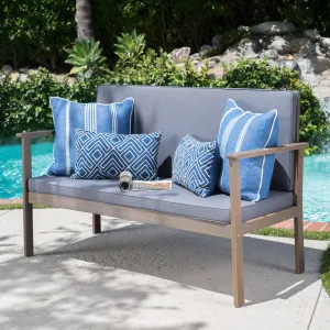Outdoor Finished Acacia Wood Bench with Water Resistant Fabric Cushion - NH871103 stair tread rug, stair mat