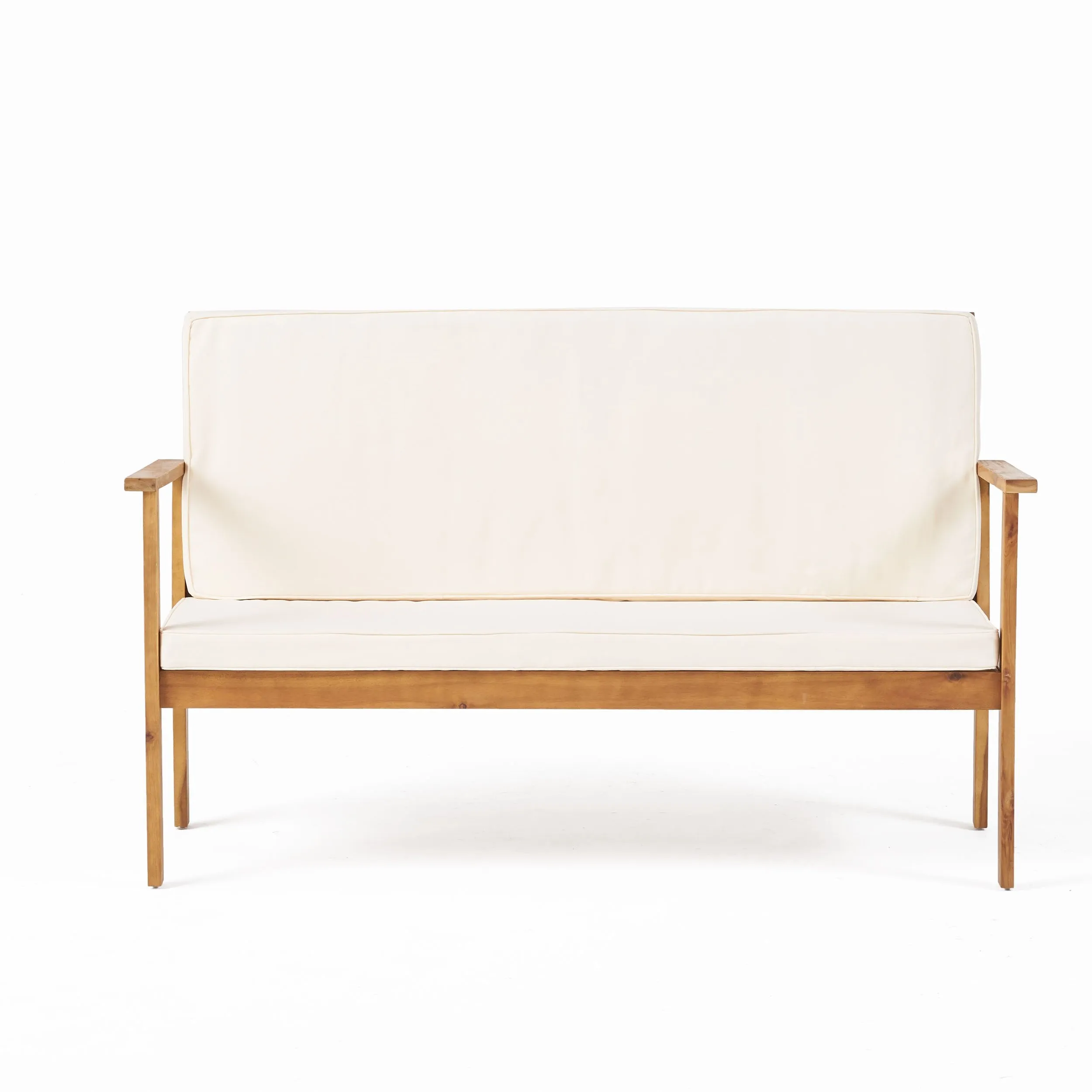Outdoor Finished Acacia Wood Bench with Water Resistant Fabric Cushion - NH871103