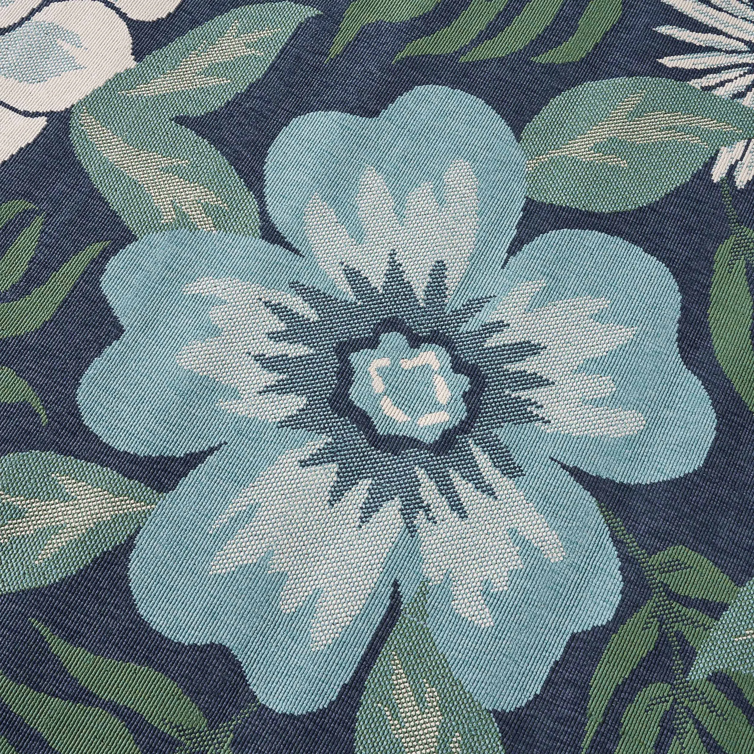 Outdoor Floral Area Rug, Blue and Green - NH165803