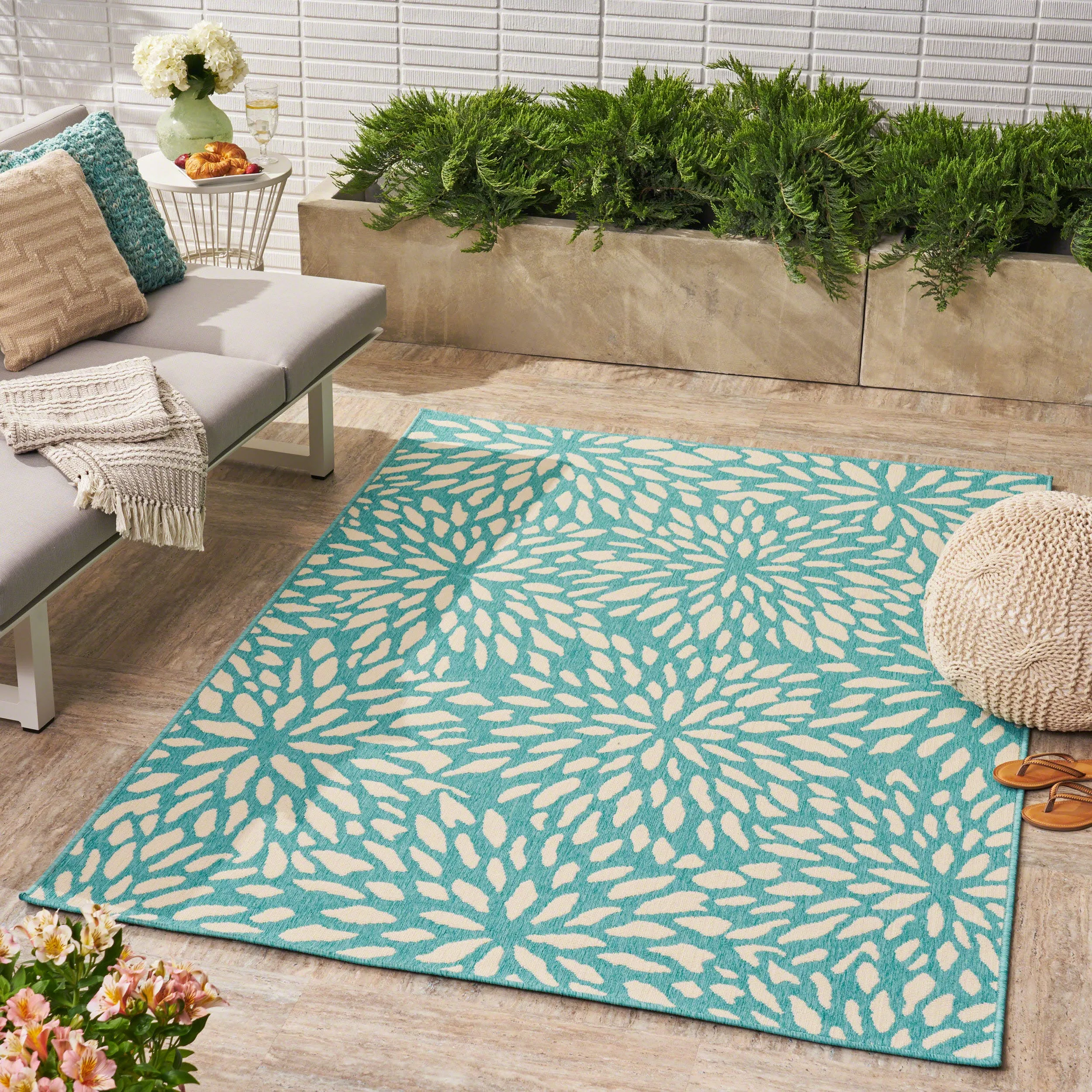 Outdoor Floral Area Rug - NH339403 patio chairs, outdoor seating