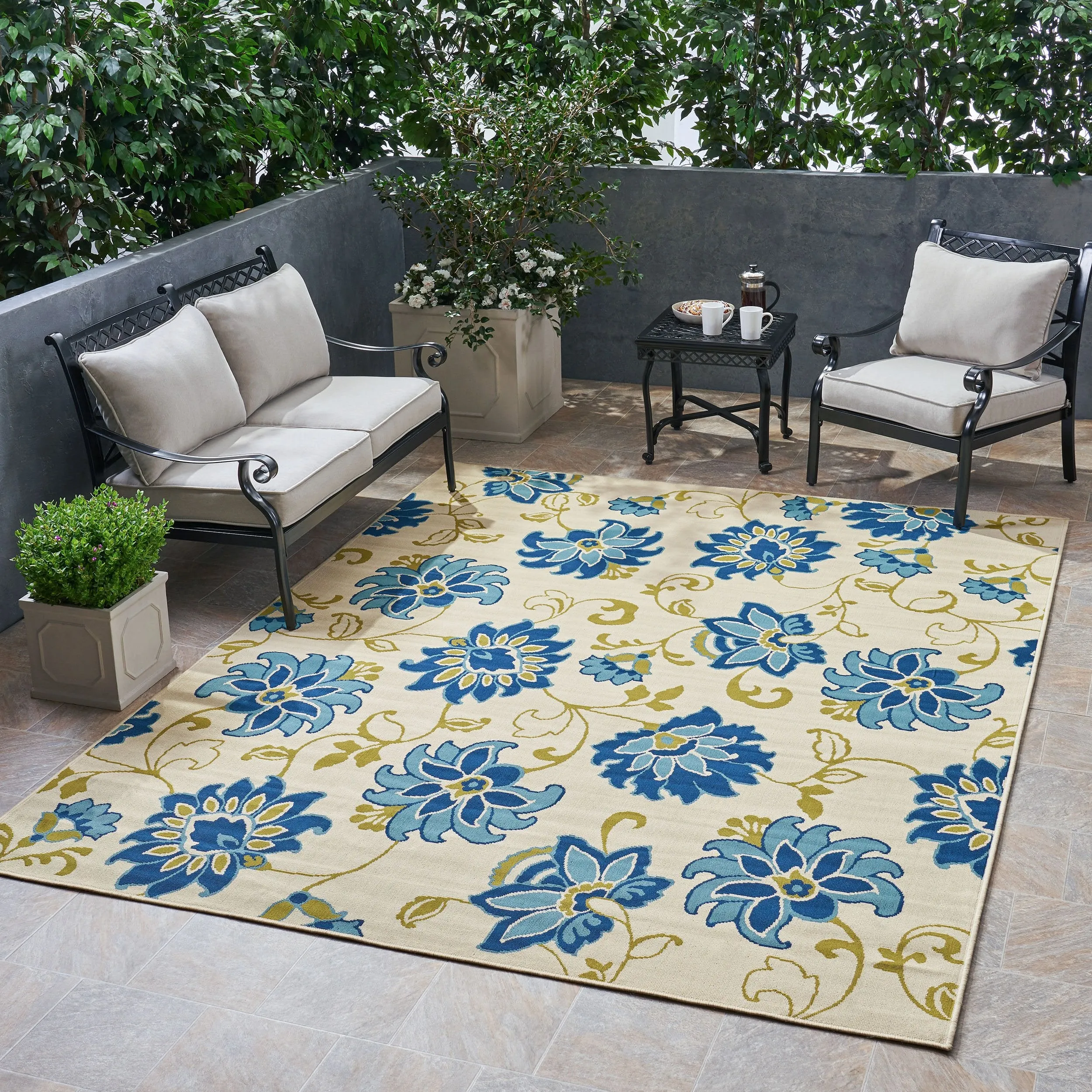Outdoor Floral Area Rug - NH735803 patio chairs, outdoor seating