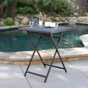 Outdoor Folding Multi-Brown Wicker Square Bar Table - NH503003 patio chairs, outdoor seating