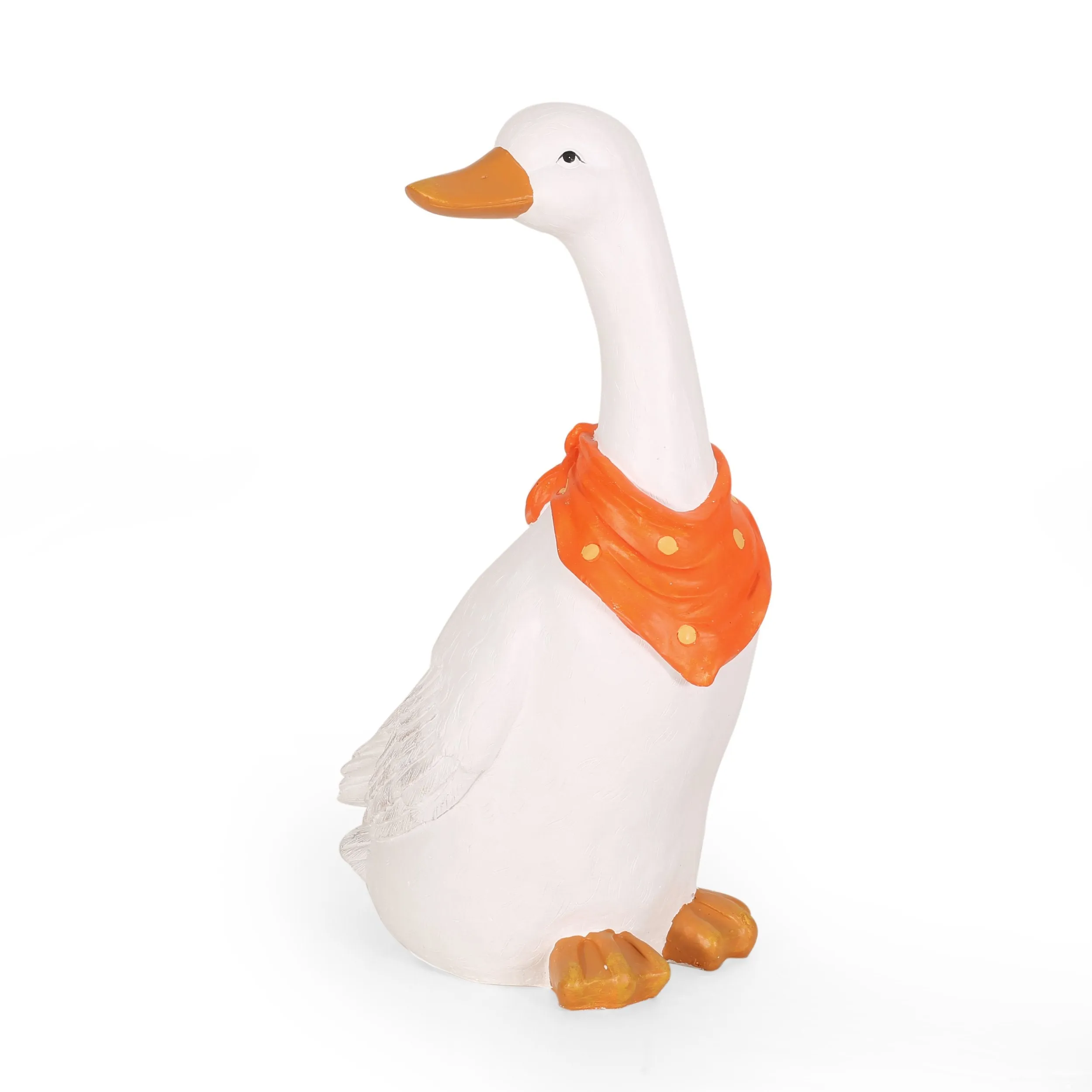 Outdoor Goose Garden Statue, White and Orange - NH879413 patio chairs, outdoor seating