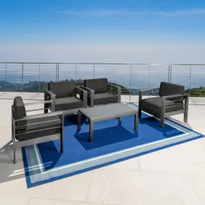 Outdoor Gray Aluminum 5 Piece Club Chair Chat Set - NH797103 clothes rack, garment rack