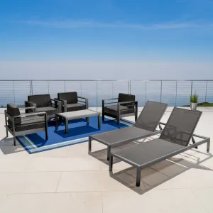 Outdoor Gray Aluminum 7 Piece Chat Set with Pair of Lounges - NH208103 clothes rack, garment rack