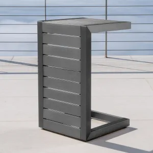 Outdoor Gray Aluminum C-Shaped Side Table - NH297103 coffee table, accent table