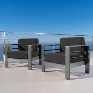 Outdoor Gray Aluminum Club Chairs with Water Resistant Cushions - NH597103 chandelier, pendant light