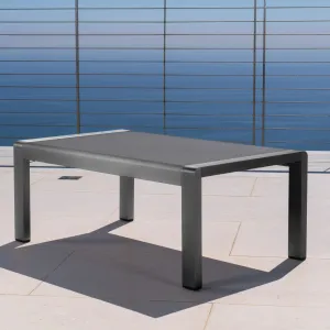 Outdoor Gray Aluminum Coffee Table with Tempered Glass Table Top - NH397103 patio chairs, outdoor seating