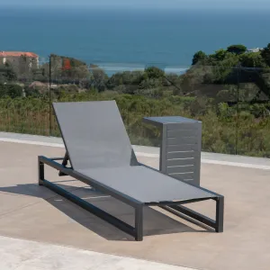 Outdoor Gray Mesh and Aluminum Frame Chaise Lounge with Matching Table - NH110403 patio chairs, outdoor seating