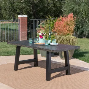 Outdoor Gray Stone Finish Light Weight Concrete Dining Table - NH629303 patio chairs, outdoor seating