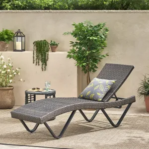 Outdoor Gray Wicker Adjustable Chaise Lounge - NH881692 patio chairs, outdoor seating