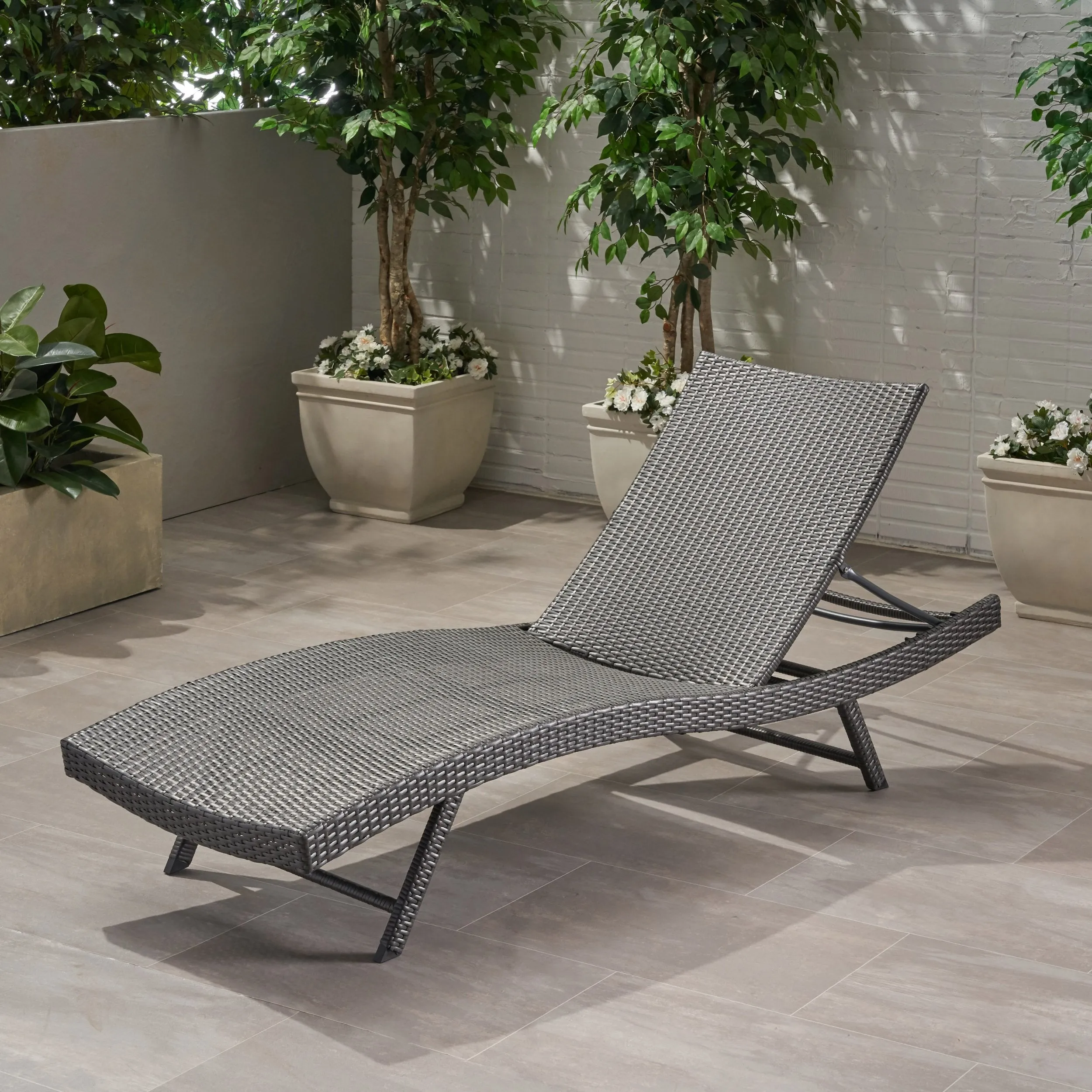 Outdoor Gray Wicker Chaise Lounge - NH506403 patio chairs, outdoor seating
