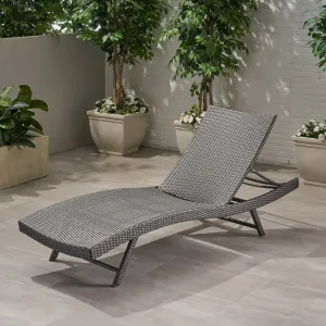 Outdoor Gray Wicker Chaise Lounge - NH506403 patio chairs, outdoor seating