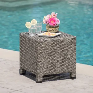 Outdoor Gray Wicker Side Table - NH396003 coffee table, accent table