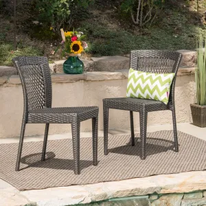 Outdoor Gray Wicker Stackable Dining Chairs - NH394403 chandelier, pendant light