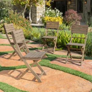 Outdoor Grey Finish Acacia Wood Foldable Dining Chairs (Set of 4) - NH718992 patio chairs, outdoor seating