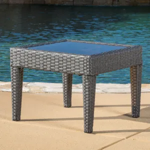 Outdoor Grey Wicker Side Table - NH860692 coffee table, accent table