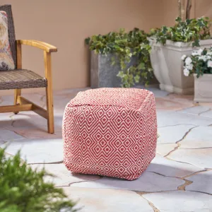 Outdoor Handcrafted Boho Water-Resistant Pouf - NH048403 patio chairs, outdoor seating