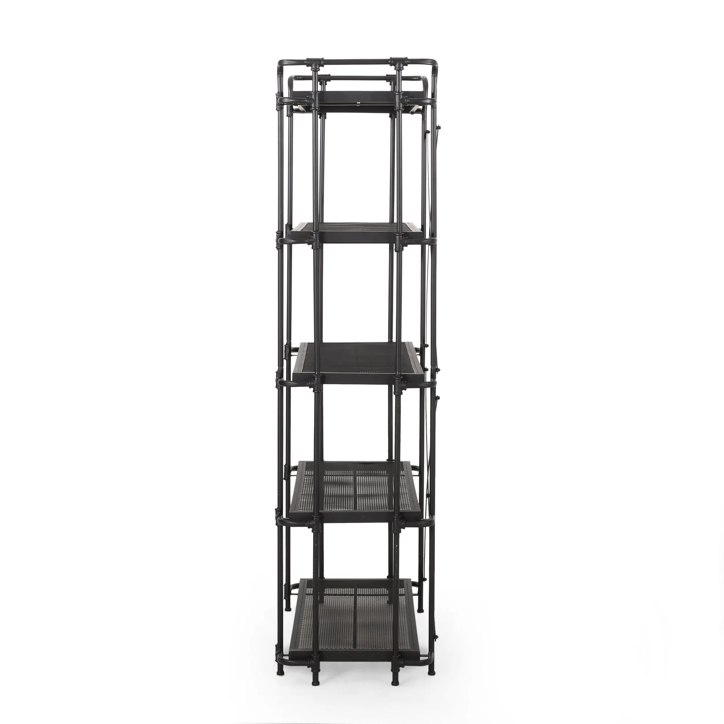 Outdoor Industrial 5-Shelf Iron Mesh Etagere Bookcase - NH559213
