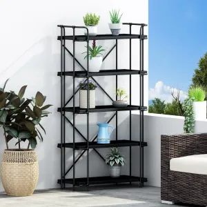 Outdoor Industrial 5-Shelf Iron Mesh Etagere Bookcase - NH559213 patio chairs, outdoor seating