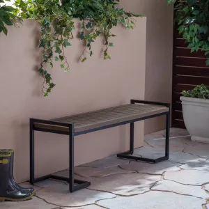 Outdoor Industrial Acacia Wood and Iron Bench - NH724603 patio chairs, outdoor seating