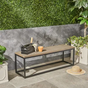 Outdoor Industrial Acacia Wood and Iron Bench - NH924603 stair tread rug, stair mat