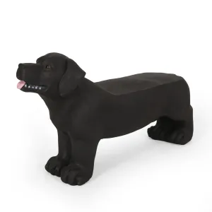 Outdoor Labrador Dog Garden Bench, Matte Black - NH495513 patio chairs, outdoor seating