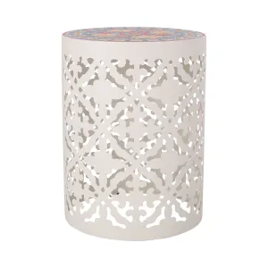 Outdoor Lace Cut Side Table with Tile Top - NH060313 coffee table, accent table