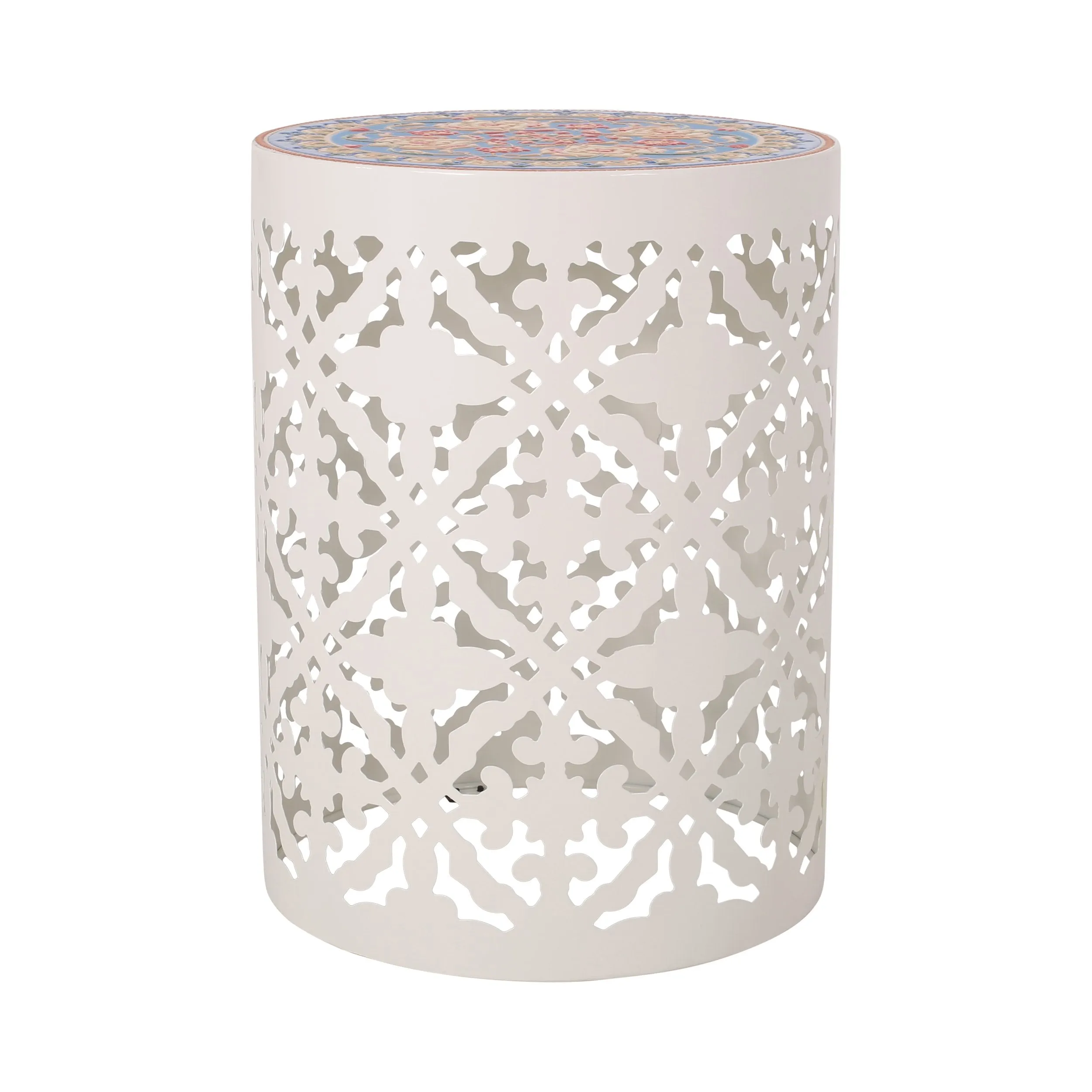 Outdoor Lace Cut Side Table with Tile Top - NH060313 coffee table, accent table