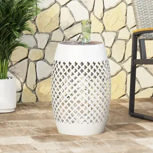 Outdoor Lace Cut Side Table with Tile Top - NH450313 coffee table, accent table