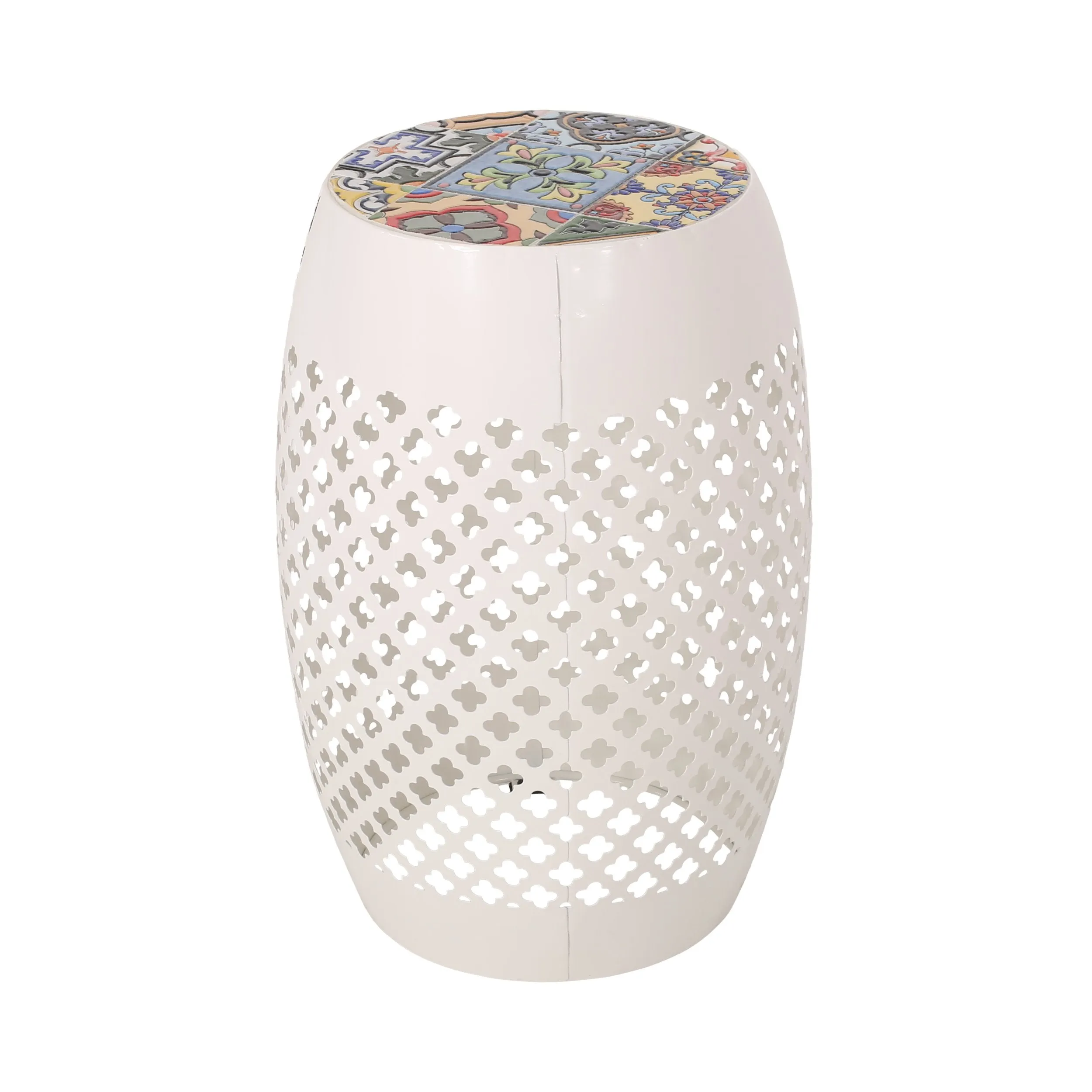 Outdoor Lace Cut Side Table with Tile Top - NH450313