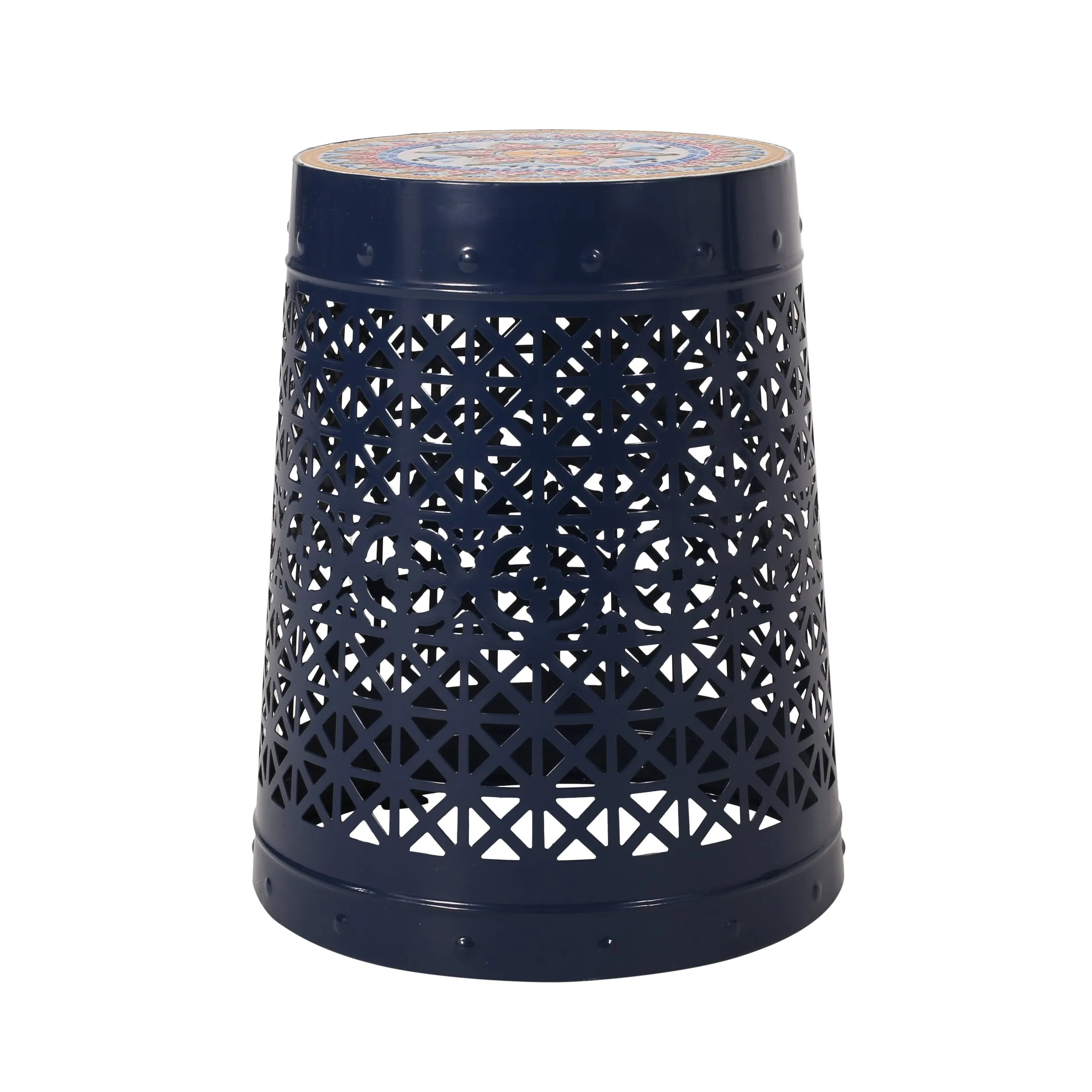 Outdoor Lace Cut Side Table with Tile Top - NH660313
