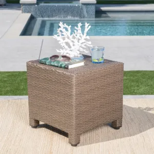 Outdoor Light Brown Wicker Side Table - NH074103 coffee table, accent table