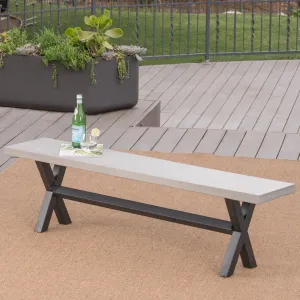 Outdoor Light Gray Finished Light-Weight Concrete Dining Bench - NH483303 stair tread rug, stair mat