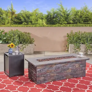 Outdoor Light Weight Rectangular Fire Pit, Natural Stone - NH714503 patio chairs, outdoor seating