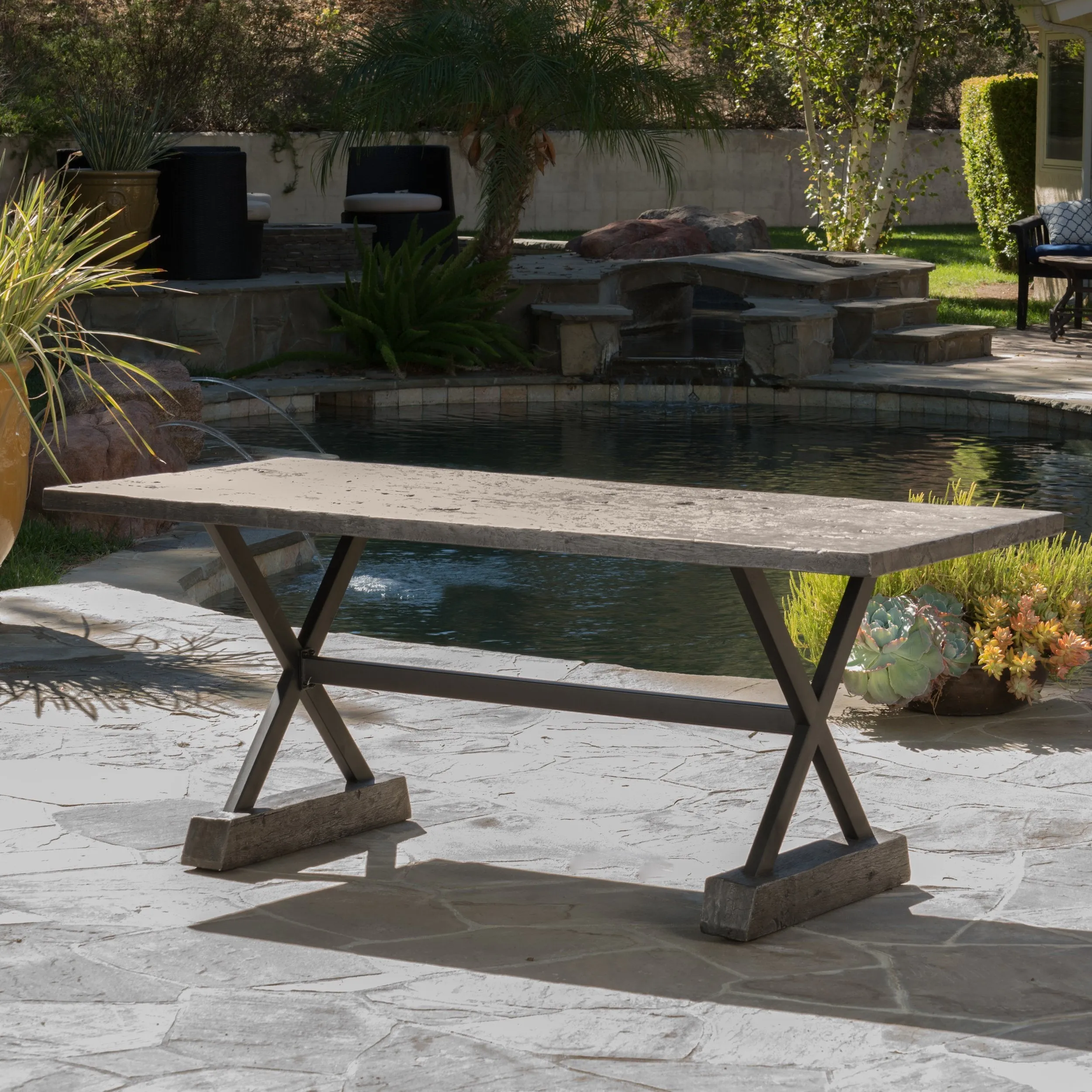 Outdoor Lightweight Concrete Dining Table - NH315692 patio chairs, outdoor seating