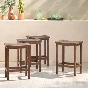 Outdoor Mahogany Brown Finish Acacia Wood Counter Stools - NH500403 patio chairs, outdoor seating