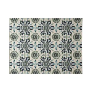 Outdoor Medallion Area Rug, Ivory and Blue - NH975803 patio chairs, outdoor seating