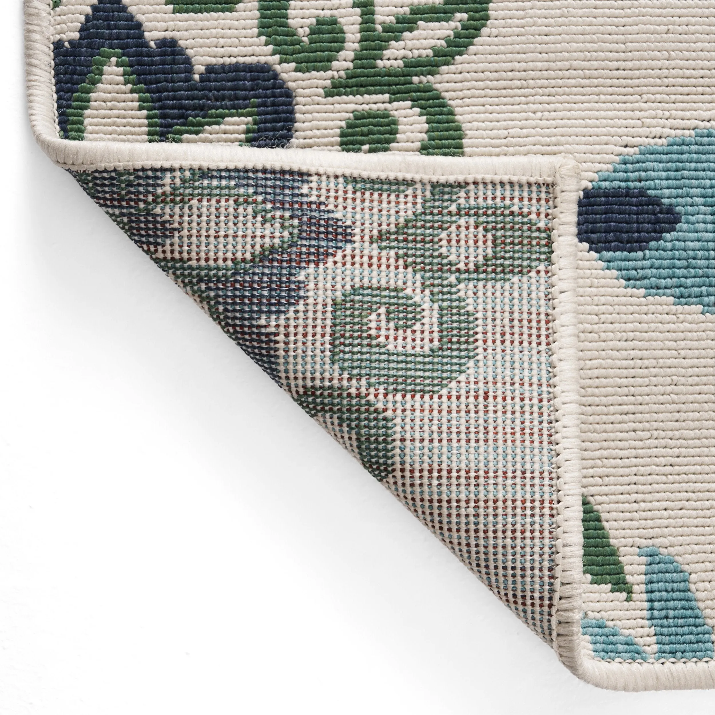 Outdoor Medallion Area Rug, Ivory and Blue - NH975803